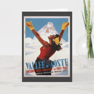 Cartão De Festividades Vintage Ski Poster, Itália, Val d'Aosta