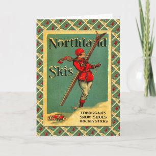 Cartão De Festividades Vintage Ski Poster,  Northland Skis