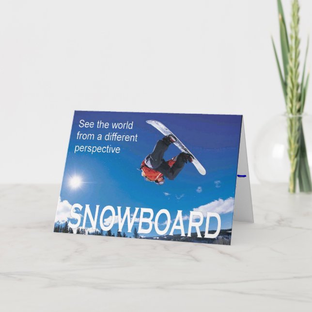 Cartão De Festividades Vintage Ski, Snowboard, Different perspective (Frente)