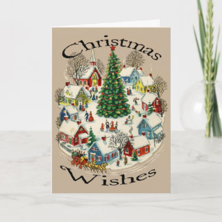 Cartão De Festividades Vintage Small Town Christmas card