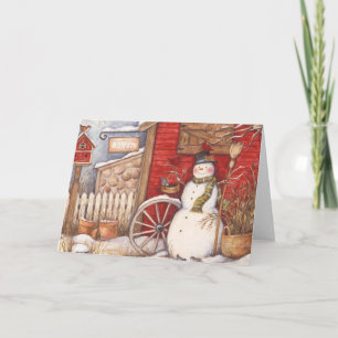 Cartão De Festividades Vintage Snowman