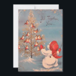 Cartão De Festividades Vintage Snowman - A cantar aos pássaros<br><div class="desc">Vintage e cartão de Natal bonito. Com um boneco de neve ensinando pássaros a cantar na neve.</div>