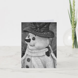 Cartão De Festividades Vintage Snowman, blow mold B/W photo