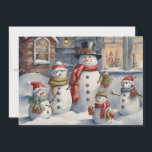 Cartão De Festividades Vintage Snowman Family Feliz Natal<br><div class="desc">Cartão de cartões de natal natal vintage com pintura de uma família de homens de neve. Personalizado no verso com sua mensagem e seu nome. Entre em contato comigo para obter assistência com sua personalização ou para solicitar outros produtos Zazzle correspondentes ou coordenadores.</div>