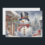 Cartão De Festividades Vintage Snowman Top Hat Holly Berries Natal<br><div class="desc">Cartão de cartões de natal natal vintage com uma pintura de um boneco de neve feliz com um chapéu preto grande. Personalizado no verso com sua mensagem e seu nome. Entre em contato comigo para obter assistência com sua personalização ou para solicitar outros produtos Zazzle correspondentes ou coordenadores.</div>