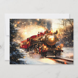 Cartão De Festividades Vintage Snowy Night Christmas Train Express