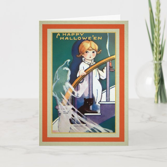 Cartão De Festividades Vintage Spirit Halloween Card (Frente)