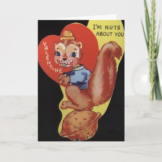 Cartão De Festividades Vintage Squirrel Valentine's Day Card (Frente)