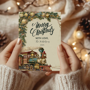 Cartão De Festividades Vintage Steam Train Natal