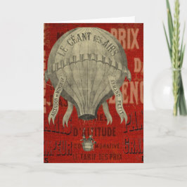 Cartão De Festividades Vintage Steampunk Hot Air Ballon Ride Personalizad