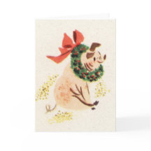 Vintage style Christmas pig greeting cards