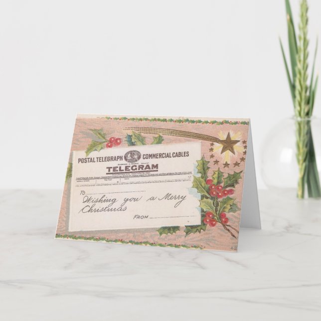 Cartão De Festividades Vintage Telegram Felry Natal (Frente)