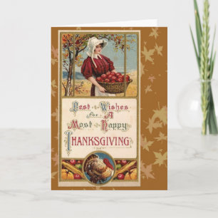 Cartão De Festividades Vintage Thanksgiving Card