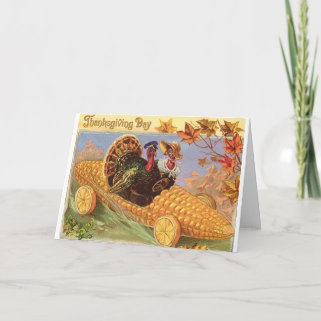 Cartão De Festividades Vintage Thanksgiving Greeting Card (Frente)
