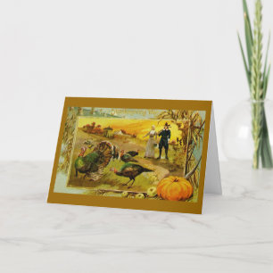 Cartão De Festividades Vintage Thanksgiving Greeting Card