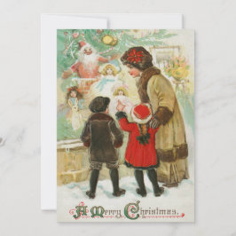 Cartão De Festividades Vintage Uma Família Feliz de Natal Mãe e Filho