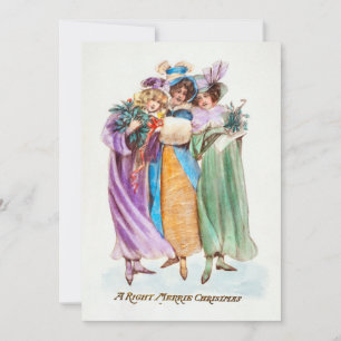 Cartão De Festividades Vintage Uma Mulher De Natal Merrie Certa