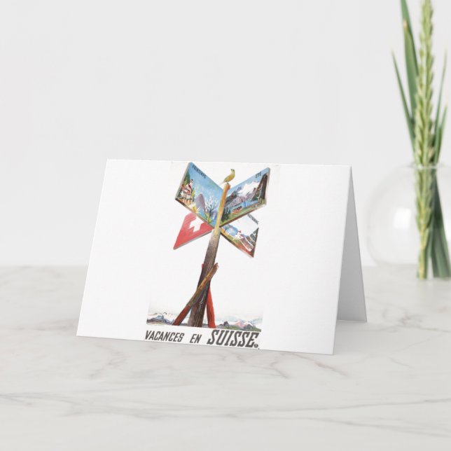 Cartão De Festividades Vintage Vacin Suiça (Frente)