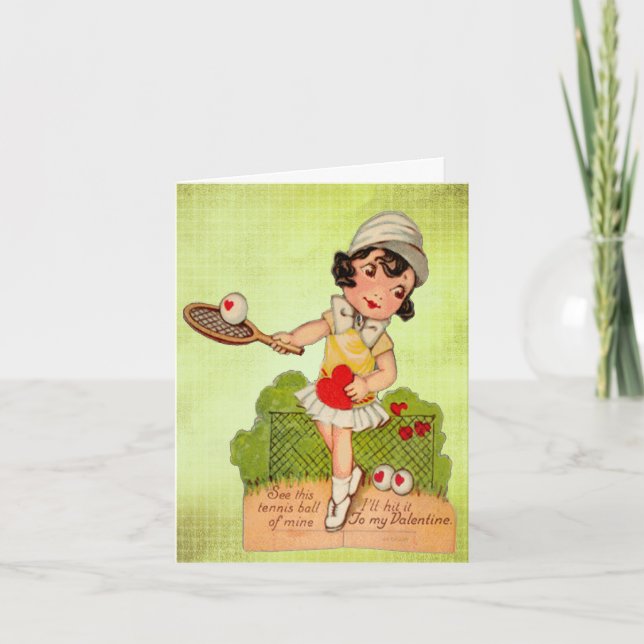 Cartão De Festividades Vintage Valentine Tennis Sweetheart (Frente)