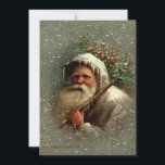 Cartão De Festividades Vintage Velho Pai Natal em Neve<br><div class="desc">Vintagem artística Robert Finlay McIntyre retrato do velho mundo Padre Natal na neve com holly e gelo em suas testas brancas. A parte traseira apresenta um fundo de sepia complementar com campos de texto editáveis.</div>