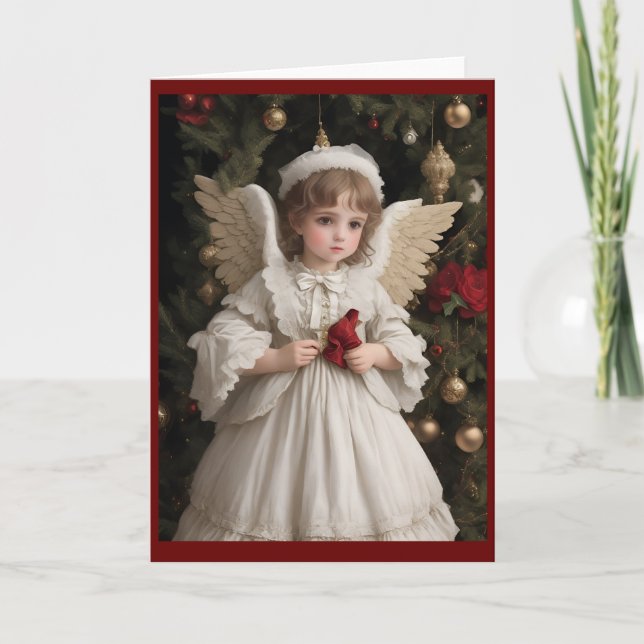 Cartão De Festividades Vintage Victorian Christmas Angel (Frente)