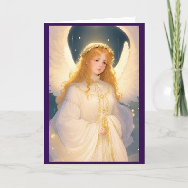 Cartão De Festividades Vintage Victorian Christmas Angel (Frente)