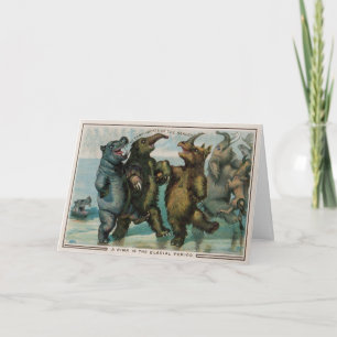 Cartão De Festividades Vintage Victorian Glacier Animals