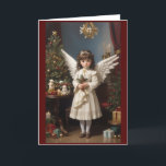 Cartão De Festividades Vintage Victorian Retro Christmas Angel<br><div class="desc">Nossa coleção de Cartões Natais vintages é projetada para capturar os corações daqueles que apreciam a graça e a beleza de uma era passada. Enviar estas cartas é como enviar um pedaço de história, um lembrete da alegria e do calor que a época de férias traz. Quer você os envie...</div>