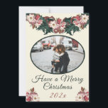 Cartão De Festividades Vintage victorian WatercoWatercolor Foto floral<br><div class="desc">Vintage burgandy victorian Watercolor foto floral Natal Cartão de Férias de Natal</div>