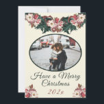 Cartão De Festividades Vintage victorian WatercoWatercolor Foto floral<br><div class="desc">Vintage burgandy victorian Watercolor foto floral Natal Cartão de Férias de Natal</div>