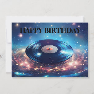 Cartão De Festividades Vintage vinil record com estrelas