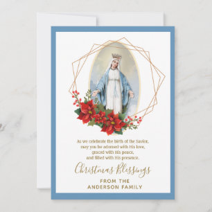 Cartão De Festividades Vintage Virgem de Natal Religiosa Mary Floral