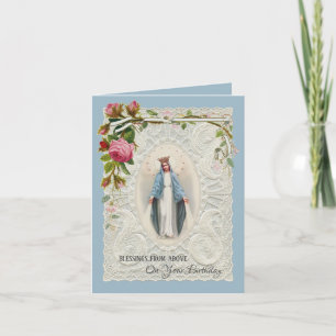 Cartão De Festividades Vintage Virgem Religiosa Mary Aniversário