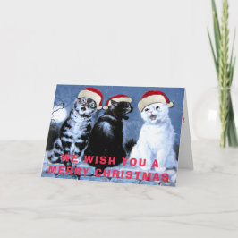Cartão De Festividades Vintage Wain Christmas Santa Cats Choir Art