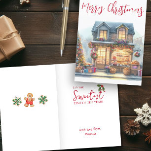 Cartão De Festividades Vintage Watercolor Feliz Natal Cena de inverno