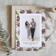 Vintage Watercolor Pine Cones Foto Natal