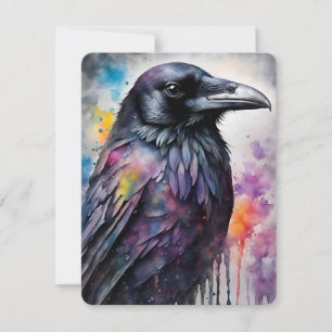 Cartão De Festividades Vintage Watercolor Raven Crow Greeting Card