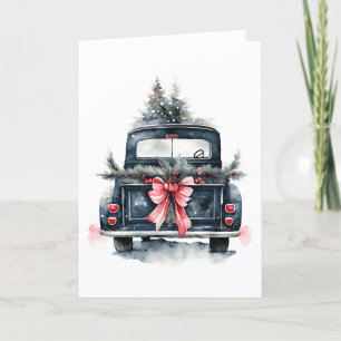 Cartão De Festividades Vintage Watercolor Vazio de Árvore de Natal