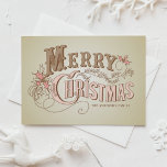 Cartão De Festividades Vintage Western Typografia Feliz Natal<br><div class="desc">Feliz Natal! Mande seus desejos de férias para a família e amigos com este cartão de Natal personalizável. Apresenta tipografia vintage. Personalize adicionando seus detalhes. Esta placa de natal vintage está disponível em outras cores e estoque de cartão.</div>