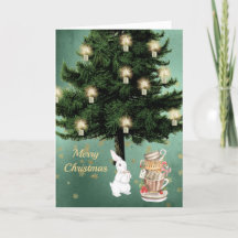 Vintage White Rabbit Cups Árvore Natal