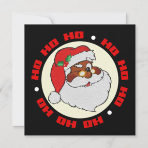 Cartão De Festividades Vintage Winking Black Santa Pop Art Flat Card
