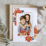 Cartão De Festividades Vintage Winter Botanicals Happy Holidays Photo<br><div class="desc">Feliz Feriados! Envie seus cartões de natal para a família e amigos com este cartão com fotos de feriado botânico personalizável. Apresenta um buquê floral de cor aquosa de flores de inverno laranja, amarela e cor-de-rosa com padrão floral correspondente. Personalize adicionando uma foto, nomes, ano e outros detalhes. Este cartão...</div>