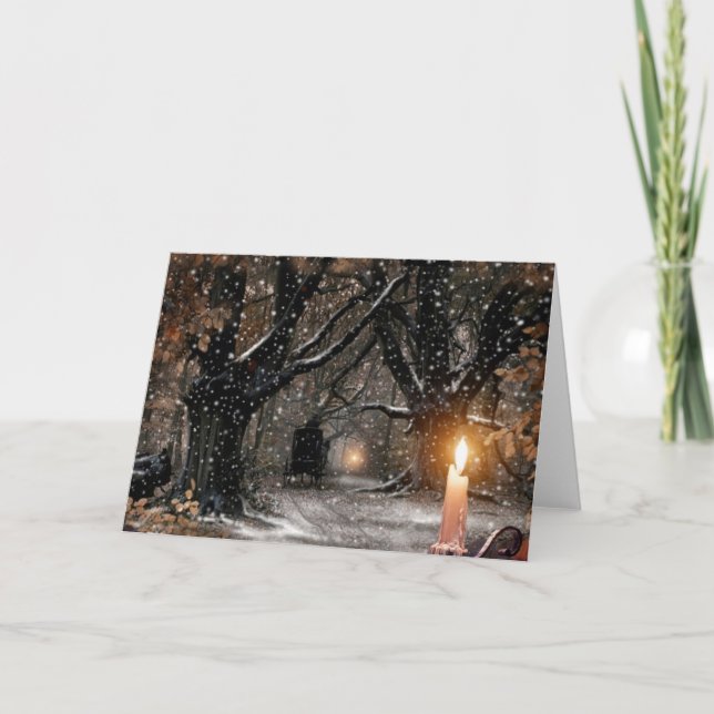 Cartão De Festividades Vintage Winter Christmas Candle (Frente)