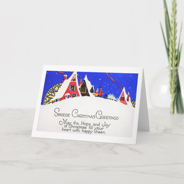 Cartão De Festividades Vintage Winter Scense (Frente)