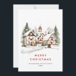 Cartão De Festividades Vintage Winter Town Christmas Tree Corporate<br><div class="desc">Surpreenda e traga alegria aos próximos e torne a celebração inesquecível. Para mais personalização,  clique no link "personalizar mais" e use nossa ferramenta design para modificar esse modelo.</div>