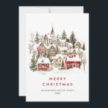 Cartão De Festividades Vintage Winter Town Christmas Tree Corporate<br><div class="desc">Surpreenda e traga alegria aos próximos e torne a celebração inesquecível. Para mais personalização,  clique no link "personalizar mais" e use nossa ferramenta design para modificar esse modelo.</div>