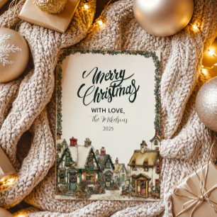 Cartão De Festividades Vintage Winter Village Christmas