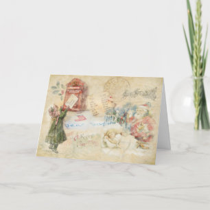 Cartão De Festividades Vintagem da Carta aos Papais noeis