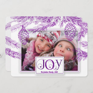 Cartão De Festividades Violet Purple Pines Christmas Joy Photo