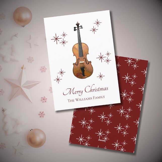 Cartão De Festividades Violino de Natal Musical (Criador carregado)